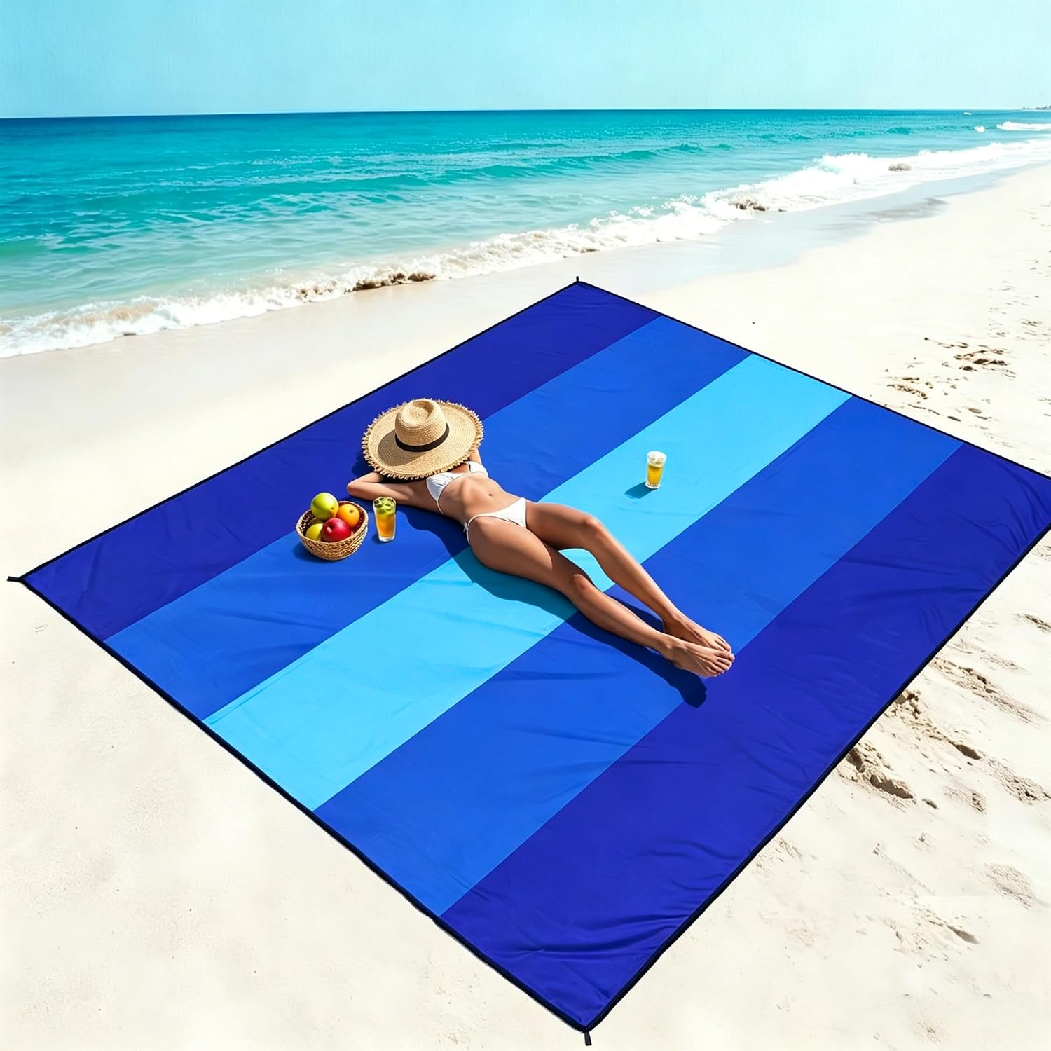 WIWIGO Beach Blanket Mat Waterproof Sandproof for 2-8 Adults Quick Drying - Image 5