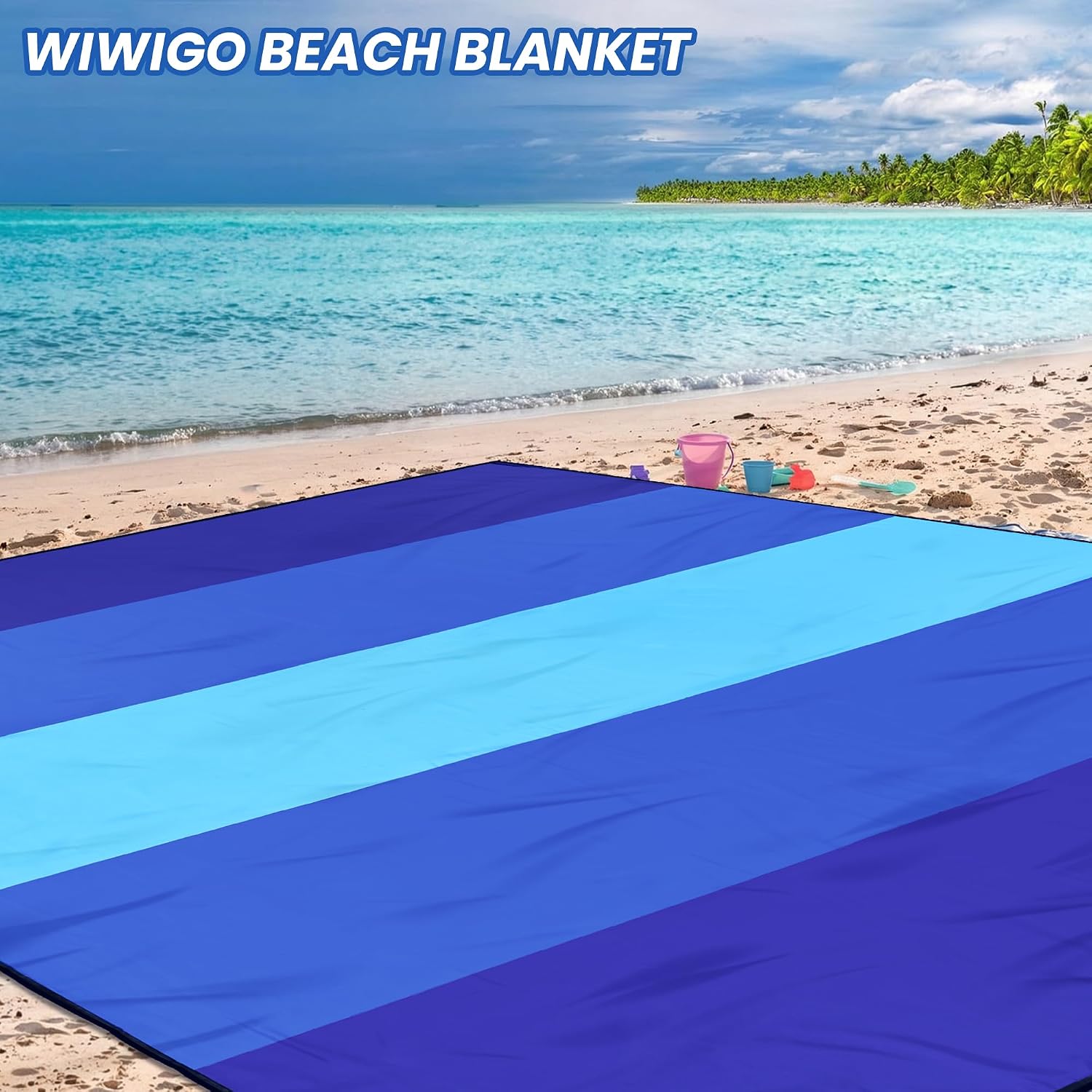 WIWIGO Beach Blanket Mat Waterproof Sandproof for 2-8 Adults Quick Drying - Image 6