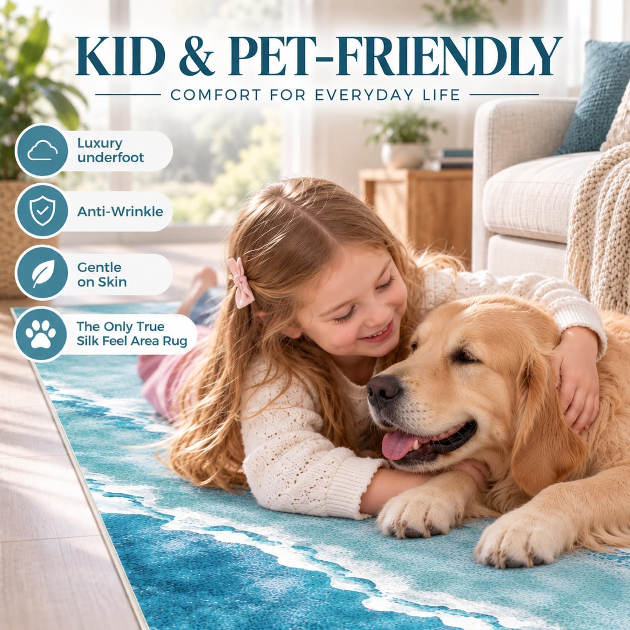 2x3ft Small Rug Runner Rug Non Slip Washable Kitchen Beach Pattern Runner Rug with Rubber Backing,Low-Pile Soft Indoor Door mats Washable Runner Rugs for Hallway Entryway Kitchen - Image 4