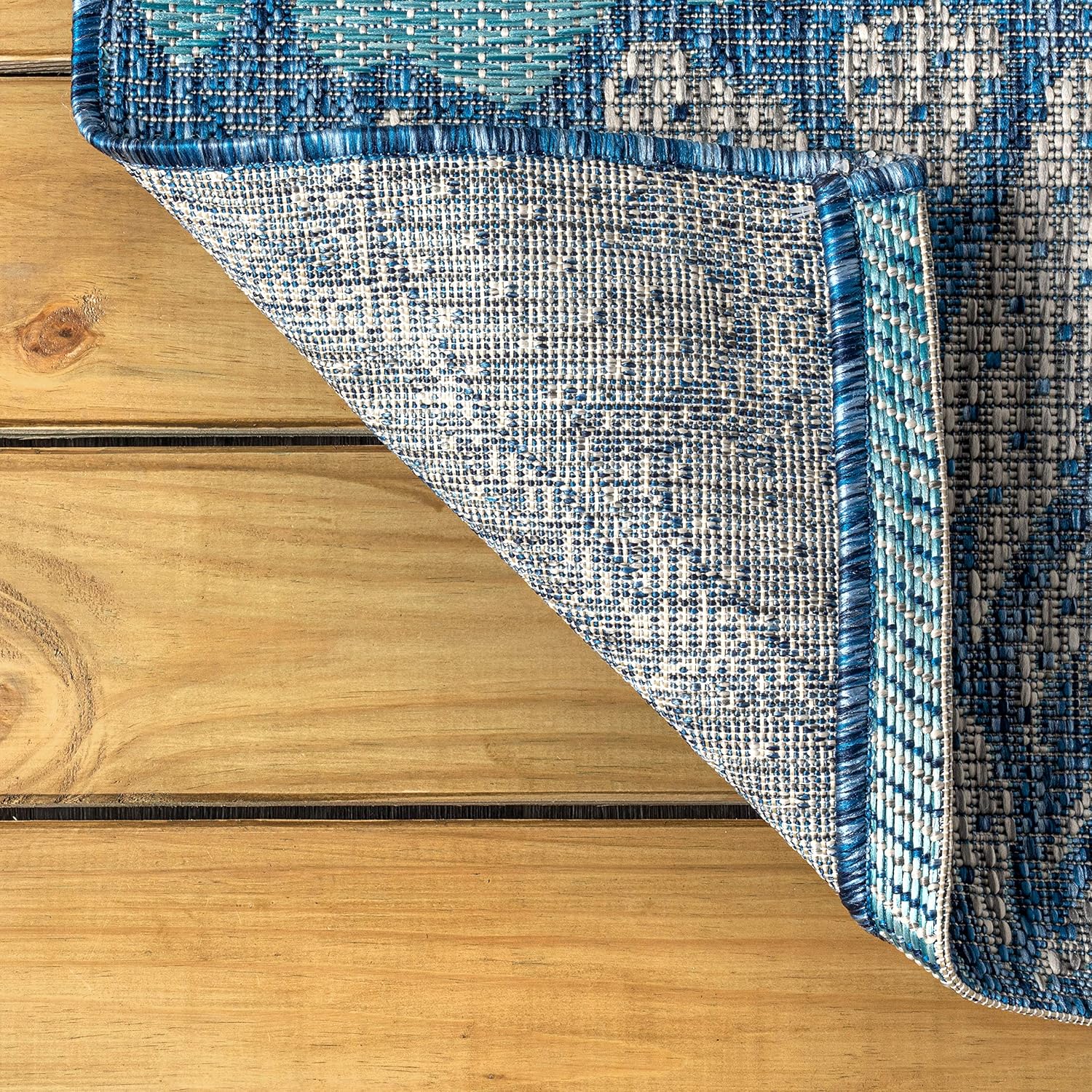 JONATHAN Y Floral Textured Weave Indoor Outdoor Area Rug 4X6 Navy/Aqua, Zinnia Modern for Backyard, Patio, Porch, Easy-Cleaning, High Traffic, Pet-Friendly, Non-Shedding (SMB110C-4) - Image 4