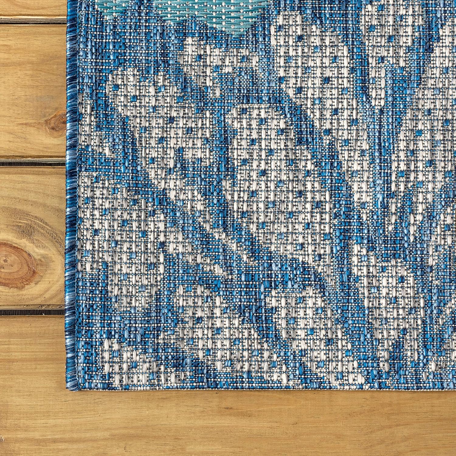 JONATHAN Y Floral Textured Weave Indoor Outdoor Area Rug 4X6 Navy/Aqua, Zinnia Modern for Backyard, Patio, Porch, Easy-Cleaning, High Traffic, Pet-Friendly, Non-Shedding (SMB110C-4) - Image 5
