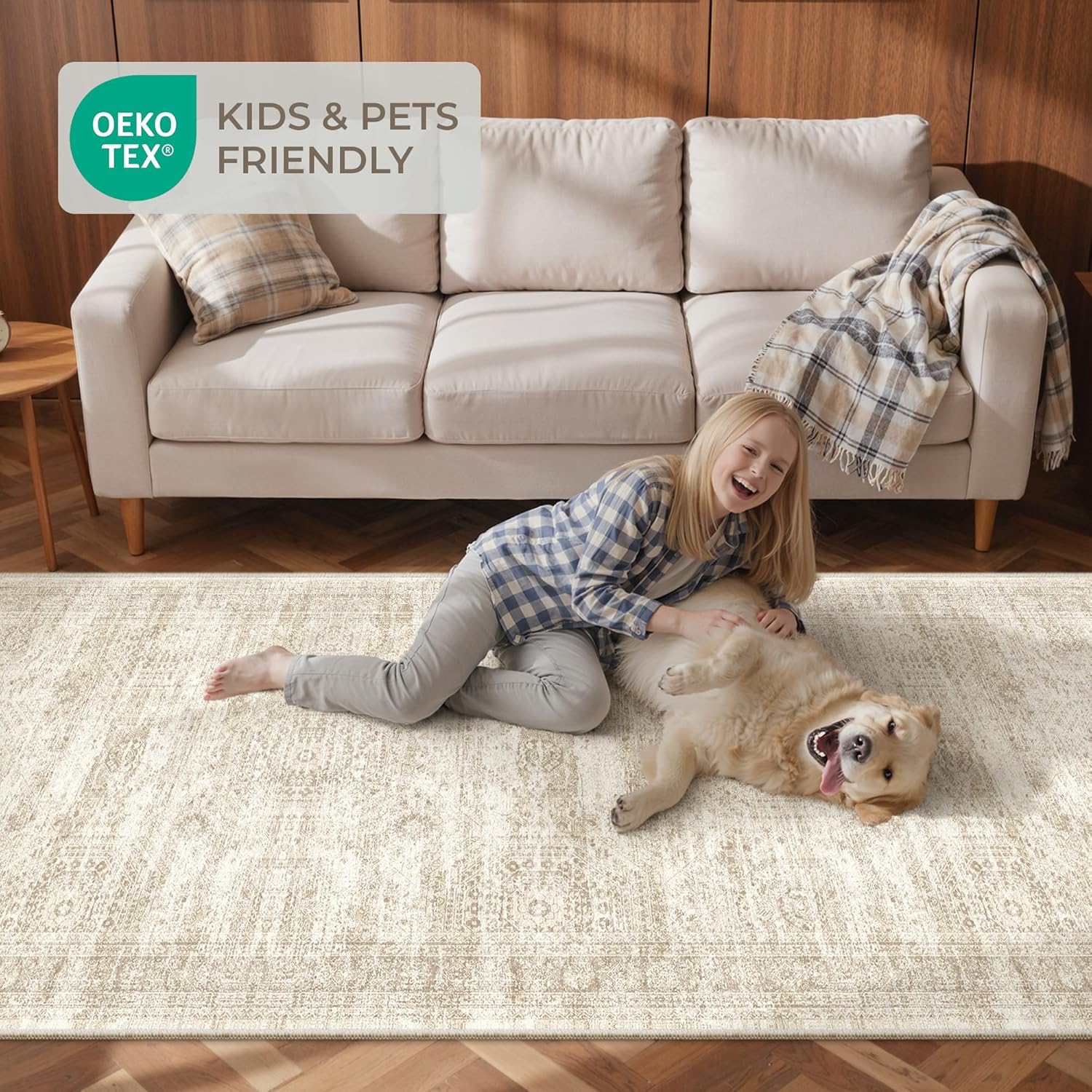 2x8 Runner Rug Non Slip,Washable Hallway Runner Rug,Beige - Image 9
