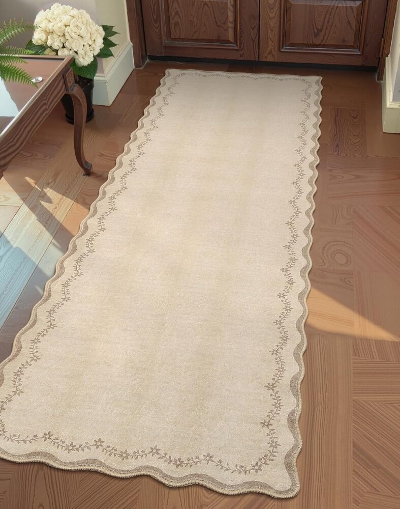 GarveeHome 2x6 Scalloped Washable Runner Rug Non Slip Hallway Kitchen Rug