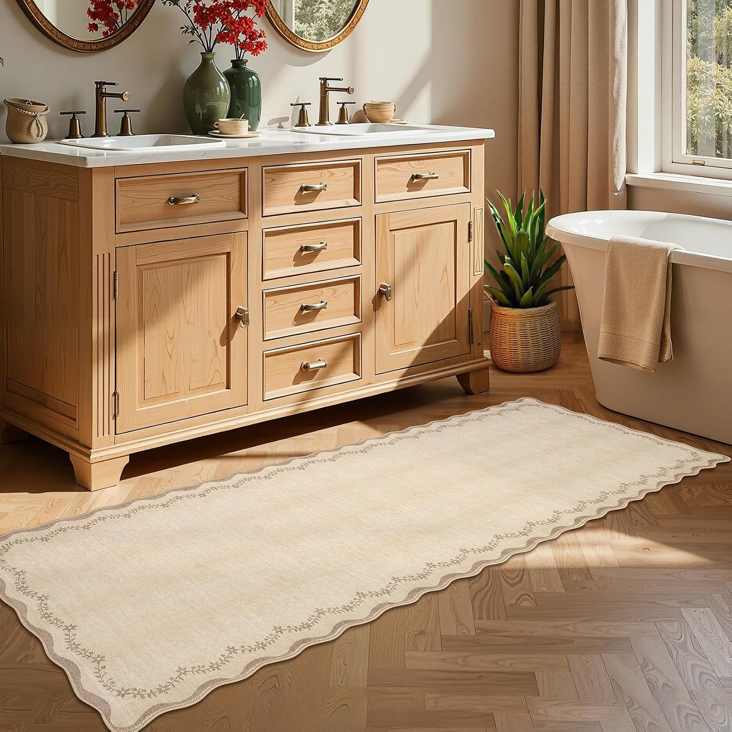 GarveeHome 2x6 Scalloped Washable Runner Rug Non Slip Hallway Kitchen Rug - Image 7