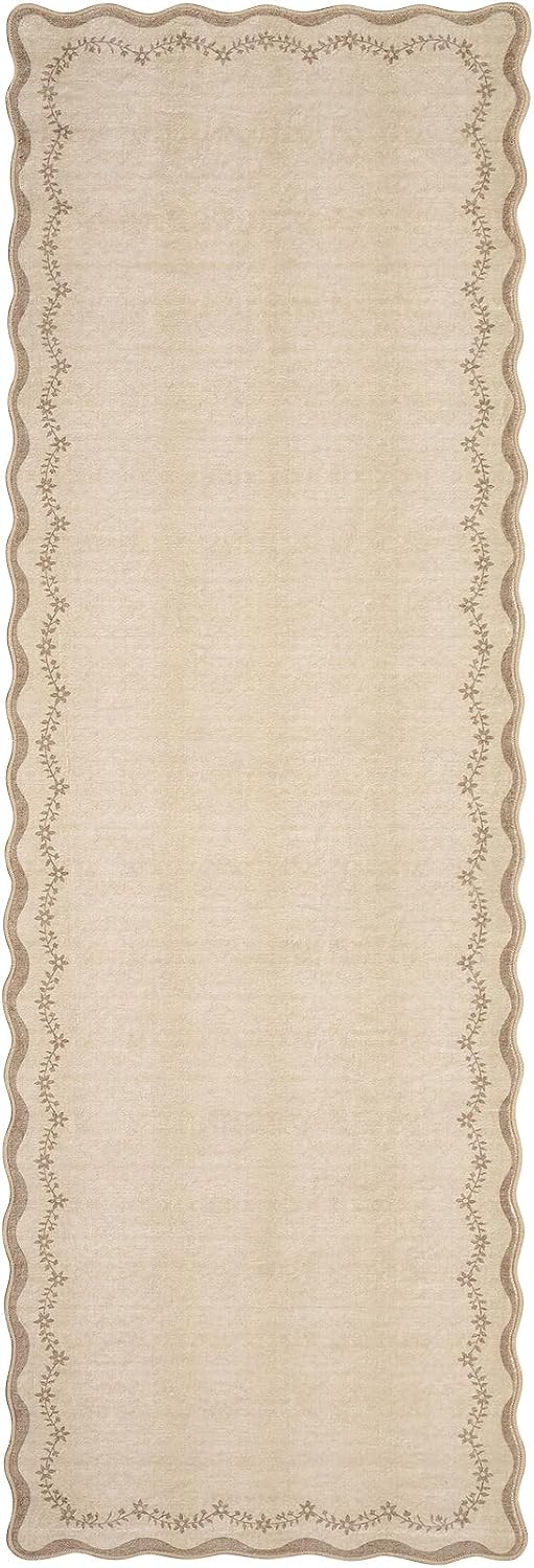 GarveeHome 2x6 Scalloped Washable Runner Rug Non Slip Hallway Kitchen Rug - Image 8