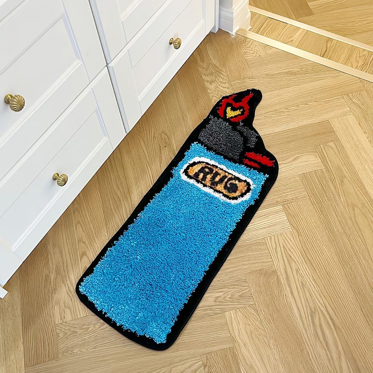 LAKEA Lighter Tufted Rug Art Rug for Bedroom Living Room Retro Rainbow Fluffy Anti-Slip Bath Bathroom Nonslip Mat Home Decor (Blue, 31.5X9.4 Inch) - Image 2