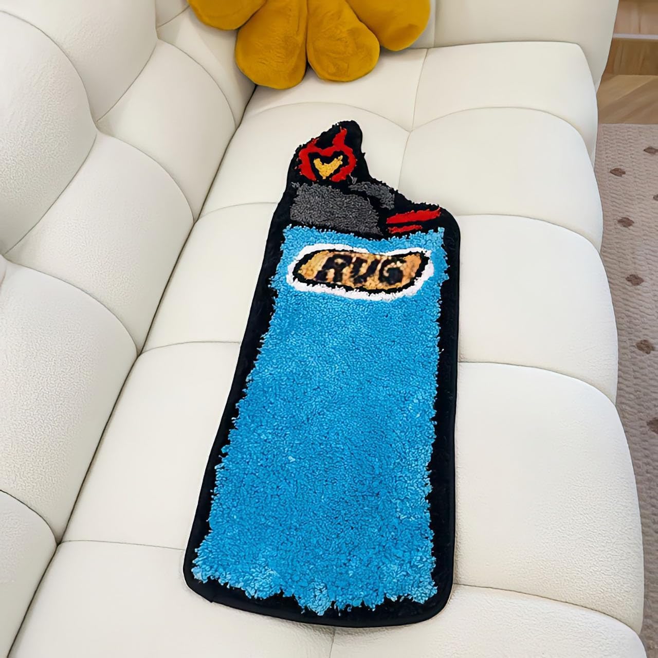 LAKEA Lighter Tufted Rug Art Rug for Bedroom Living Room Retro Rainbow Fluffy Anti-Slip Bath Bathroom Nonslip Mat Home Decor (Blue, 31.5X9.4 Inch) - Image 4