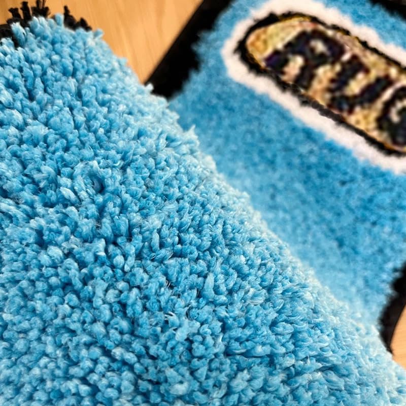 LAKEA Lighter Tufted Rug Art Rug for Bedroom Living Room Retro Rainbow Fluffy Anti-Slip Bath Bathroom Nonslip Mat Home Decor (Blue, 31.5X9.4 Inch) - Image 5