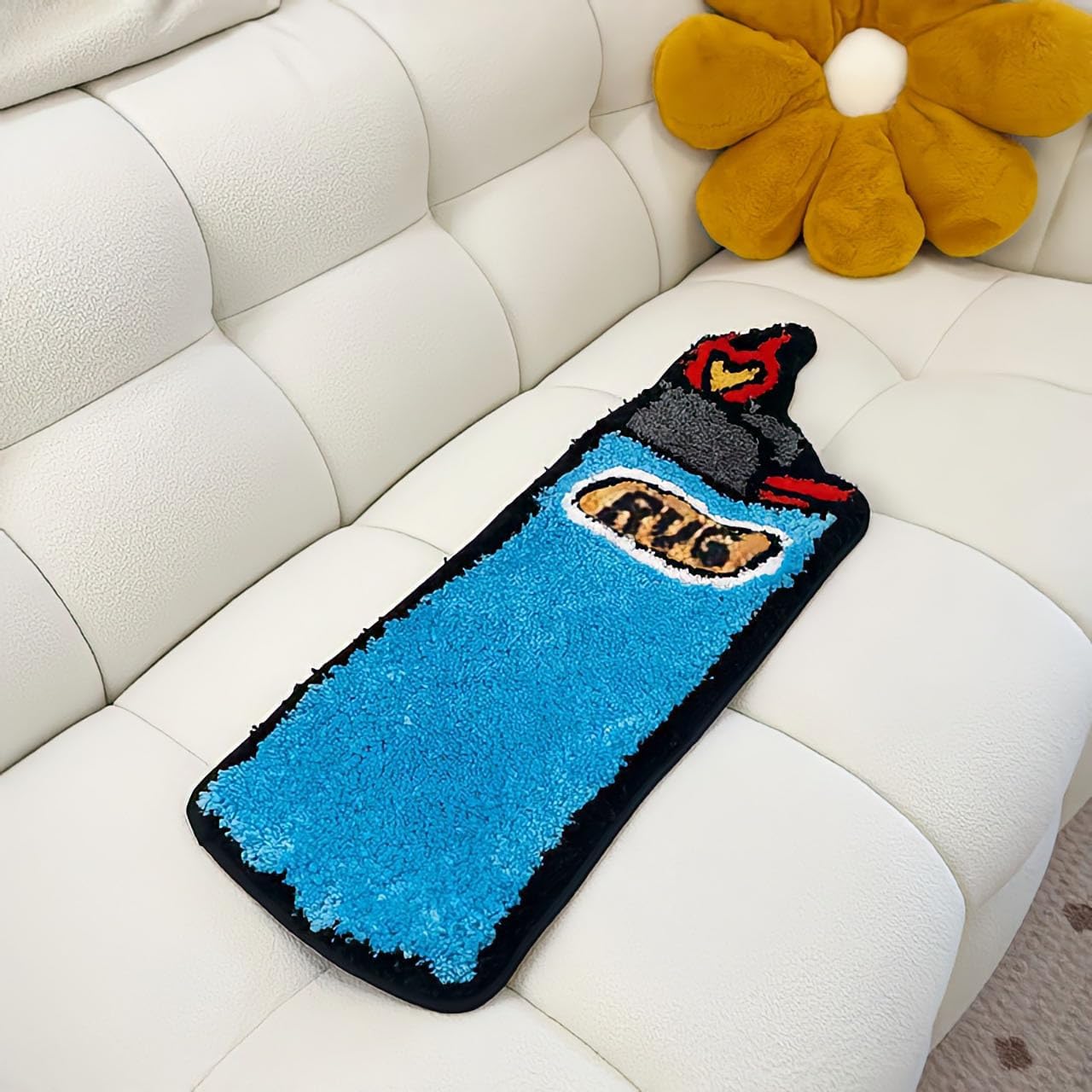 LAKEA Lighter Tufted Rug Art Rug for Bedroom Living Room Retro Rainbow Fluffy Anti-Slip Bath Bathroom Nonslip Mat Home Decor (Blue, 31.5X9.4 Inch) - Image 6